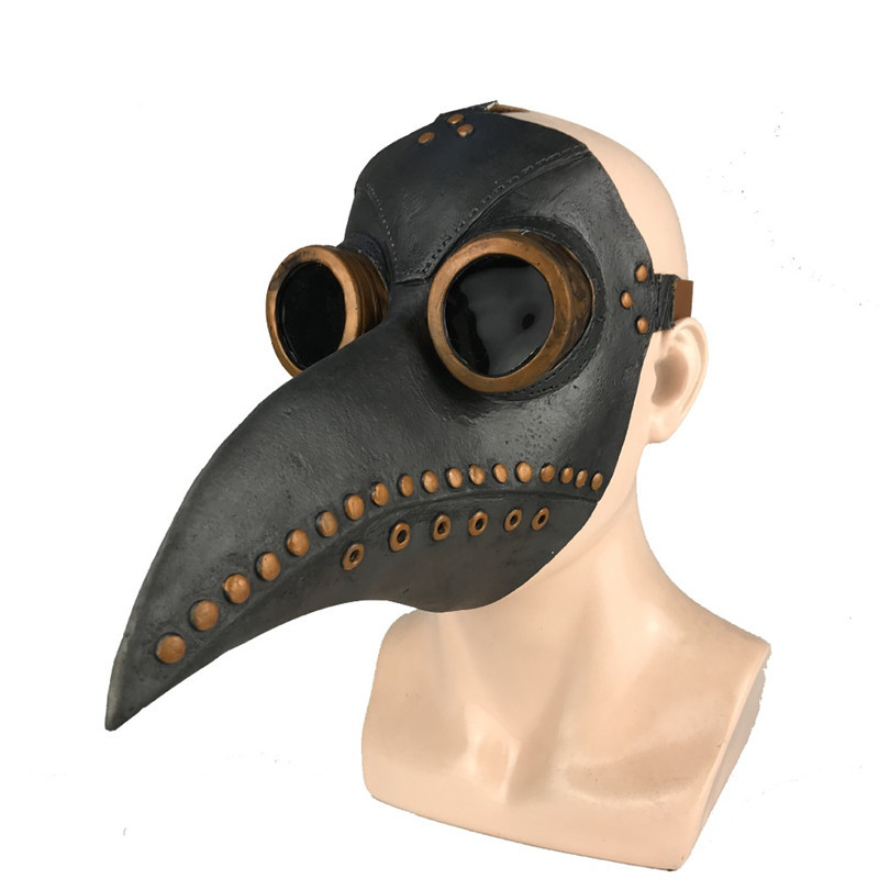 Máscara de Doctor de peste negra para Halloween, disfraz de médico de goma Steampunk, máscara de látex con pico de pájaro, accesorios de Cosplay para niños y adultos: Verde