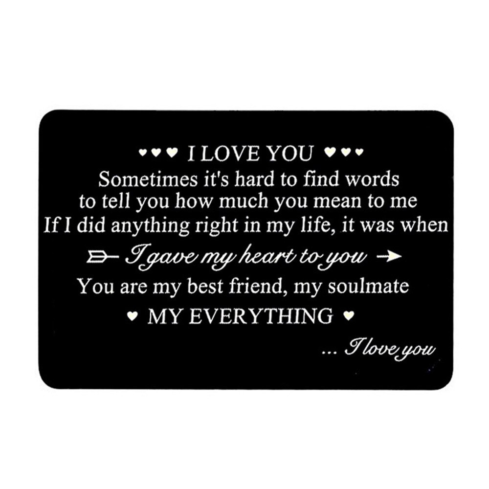 Engraved "I Love You"Wallet Card Wallet Insertt to Love,Husband /Boyfriend/couple Anniversary for Boyfriend