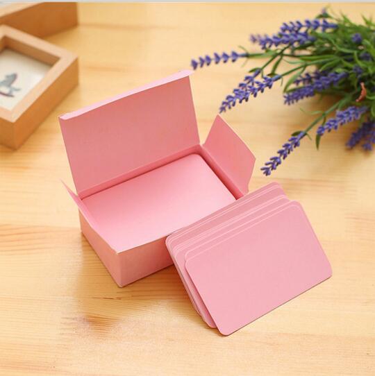 90pcs/box Pocket DIY Graffiti Blank Vocabulary Word Card Round Corner Small Message Card Stationery Accessories: Pink