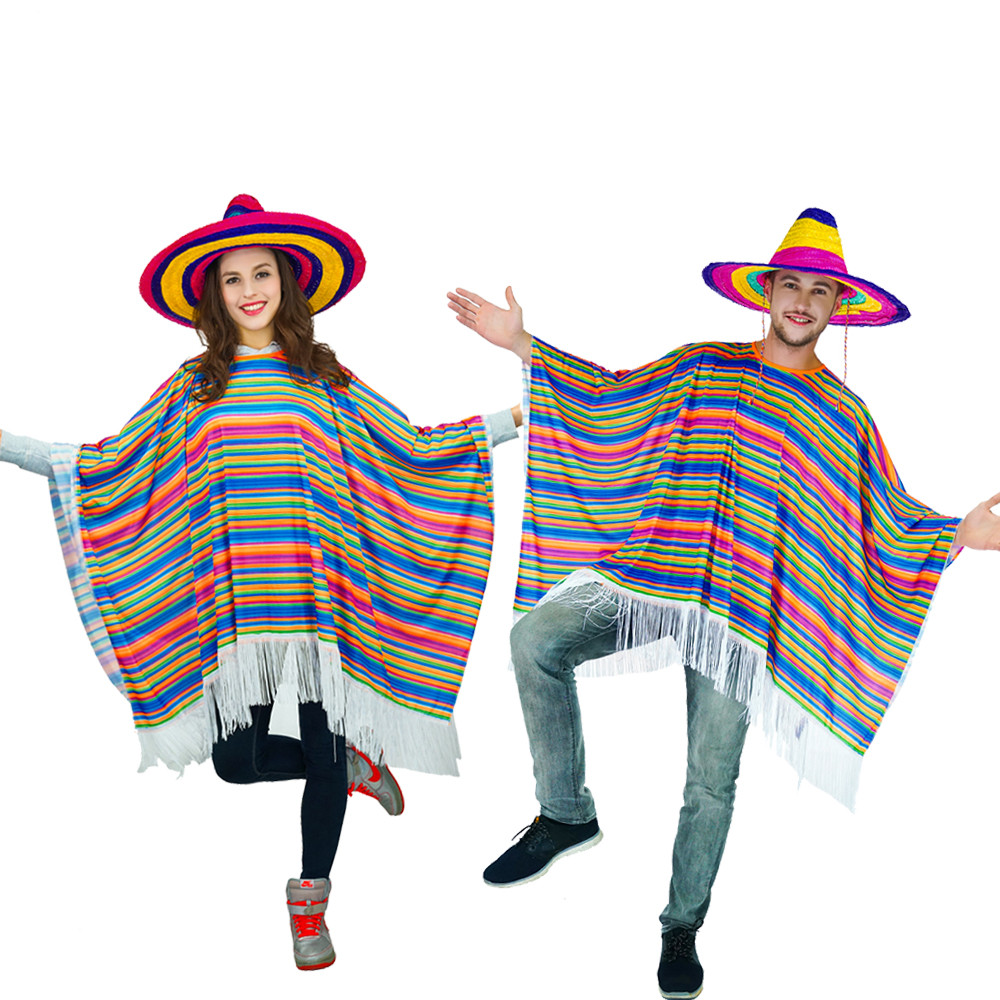 | Volwassen Mexicaanse Mantel Vrouw & Man Mexicaanse Kostuum Zee Rollenspel Halloween Party Kostuum