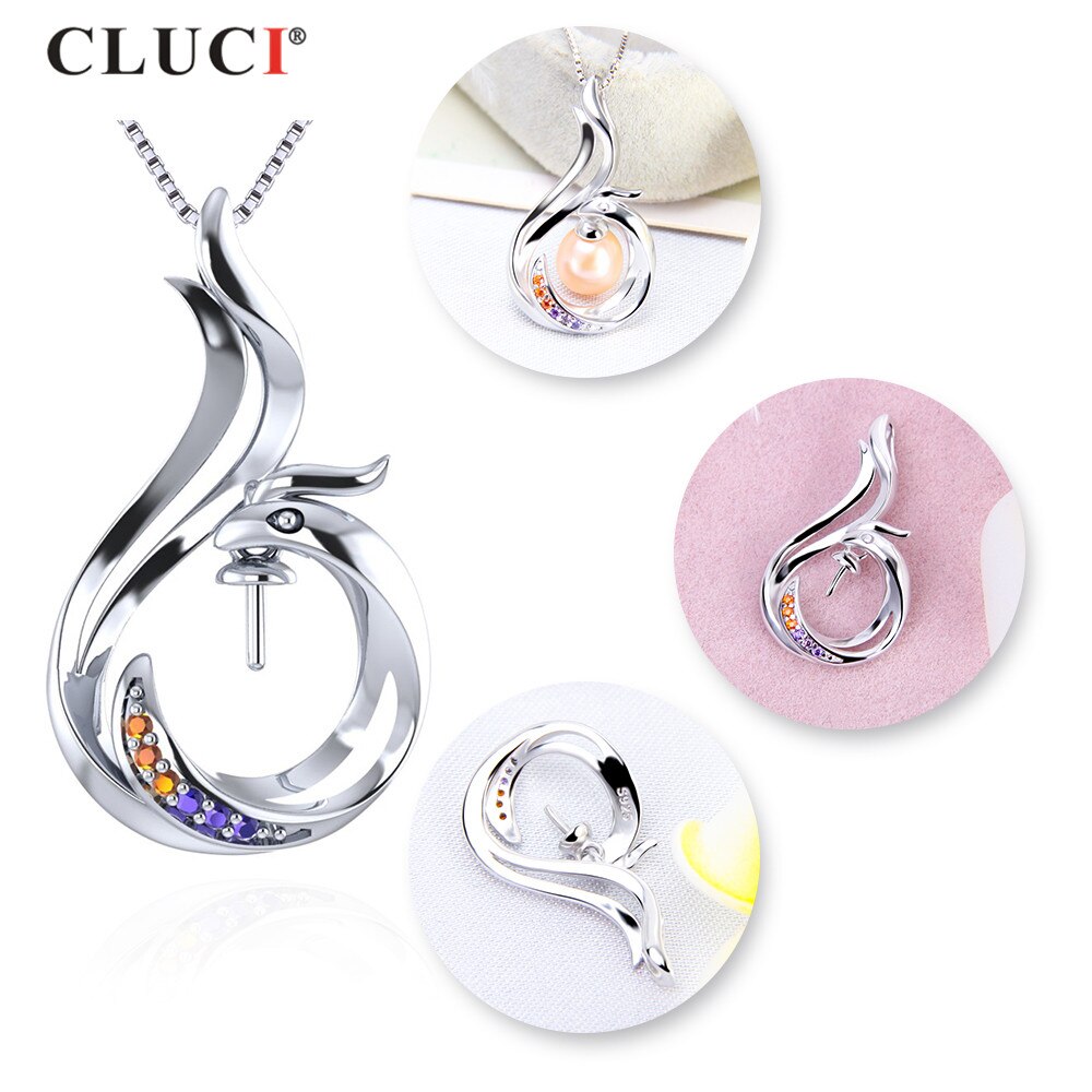 CLUCI 925 argent Sterling Phoenix Animal accessoire pour les femmes bricolage pendentif, peut fixer perle taille 7mm perle pendentif bijoux SP311SB