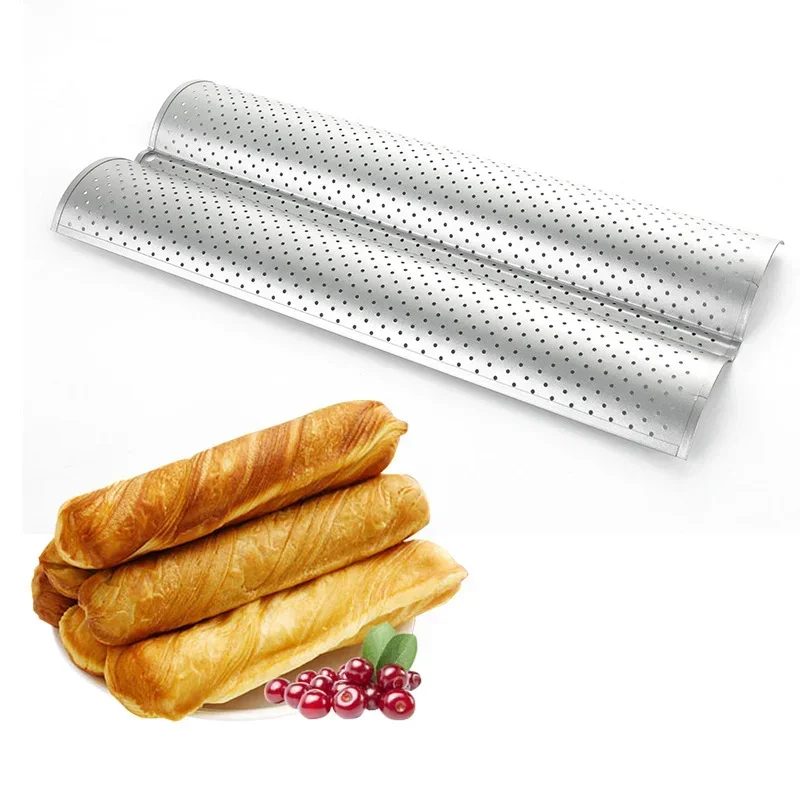 Bandeja para hornear, molde para baguette, molde para pan para baguette, utensilios para hornear, herramientas de pastelería, moldes para pan antiadherentes, utensilios para hornear, 2 uds.