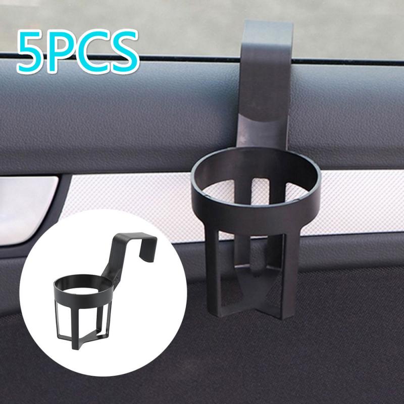 Soportes portátiles para bebidas de coche, 5 uds., portavasos para bebidas de color negro, soporte para puerta de coche, soporte para botella de bebida, accesorios para coche