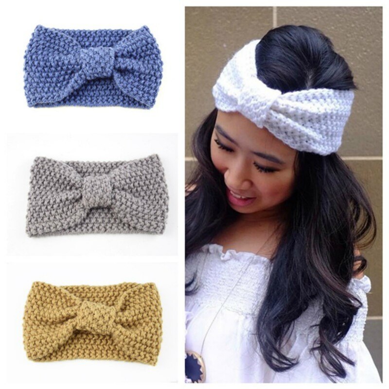 automne hiver plus oreille tricoté bandeau pour femmes filles solide laine chapeaux Turban bandeau tête enveloppement pour dame