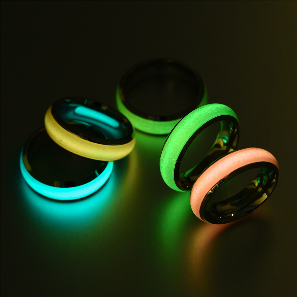 Anillos luminosos de acero inoxidable Unisex para hombres, Bar, , anillo fluorescente brillante para mujeres, joyería novedosa para WC040