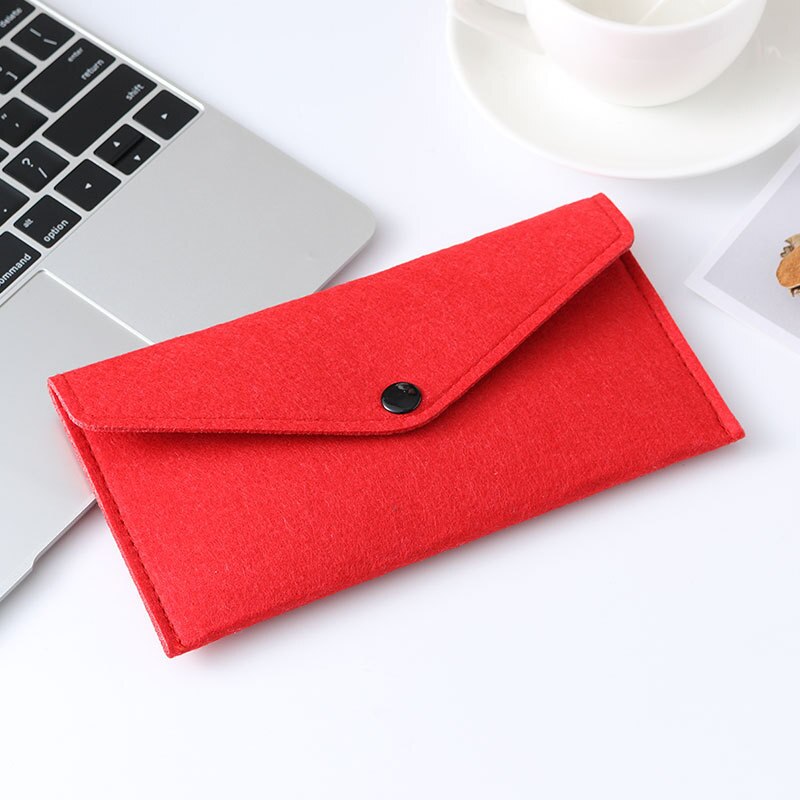 Felt Simple Envelope Wallet Multiple Uses High capacity Bags Big Size for phone and shopping or diy bags: red