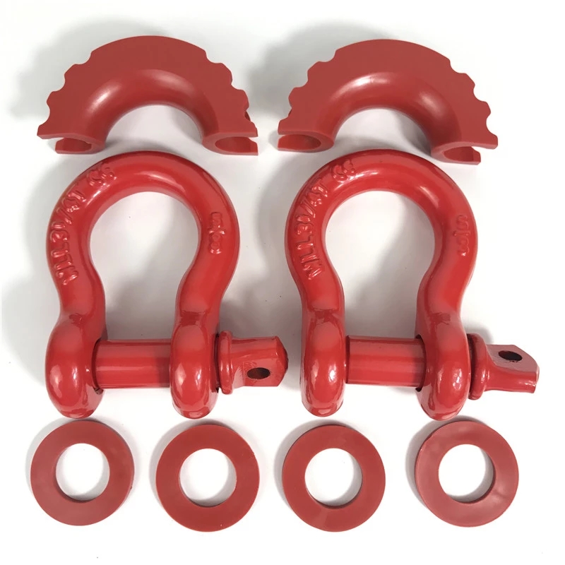 5/8 3.25t röd d ring bågskena skruv stift bil gaffel rigg passform för jeep wrangler atv utv utvinning 4wd offroad 4 x 4 tillbehör: 2 krokar och 2 lock