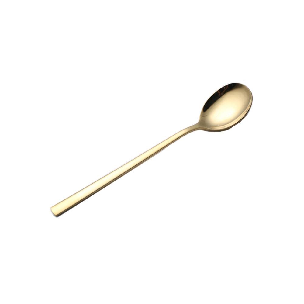 Korean Cuisine Spoon Chopsticks Tableware Stainless Steel Gold Silver Black Mirror Polished Titanium Round Solid Spoons: LLG000004-Gspoon
