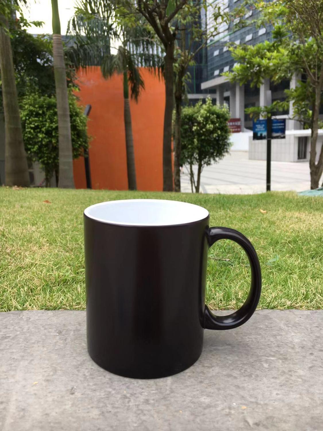 Een Grade Plain Mat Zwart Diy Keramische Warmtegevoelige Kleur Veranderende Magische Foto Sublimatie Mok: Blank Matte Black