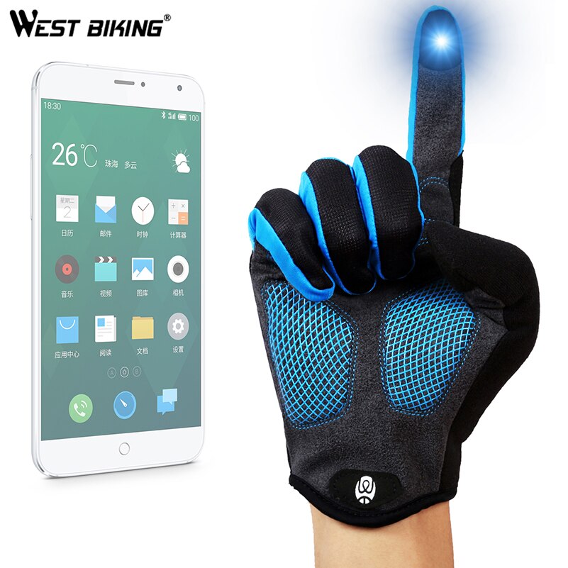 WEST BIKING Bicycle Glove Full Finger GEL Anti-Slip Touch Screen MTB Road Bike Men Women Outdoor Sport Breathable Cycling Gloves