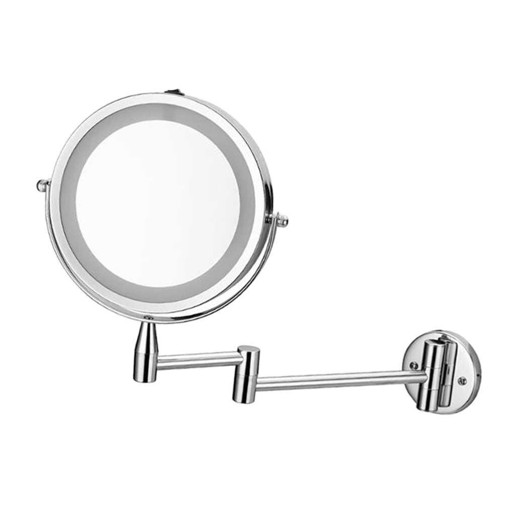 7'' Wall Mount Makeup Mirror LED Lighted Doubled Sided with Normal and 3x Magnification Extendable Arm 360 Degrees Swivel