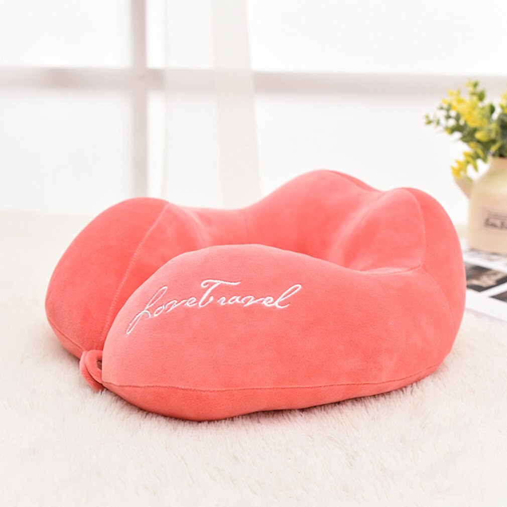 Inflatable Travel Pillow U Shaped Inflatable Neck Cervical Head Pillow Soft Compact Lightweight Travel Air Pillows: Red