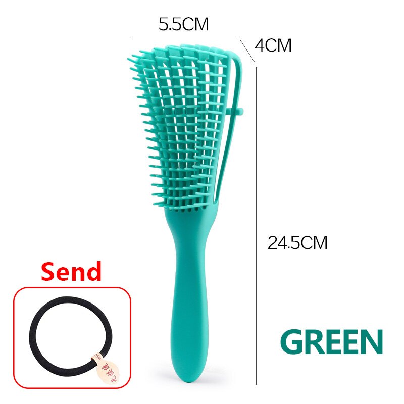 Selvittävä kihara hiusharja hieronta märät hiukset kampa detangler hiusharja 2a to 4c mutkainen aaltoileva/kihara/kihara/märkä/kuiva/öljy/paksut hiukset: Vihreä