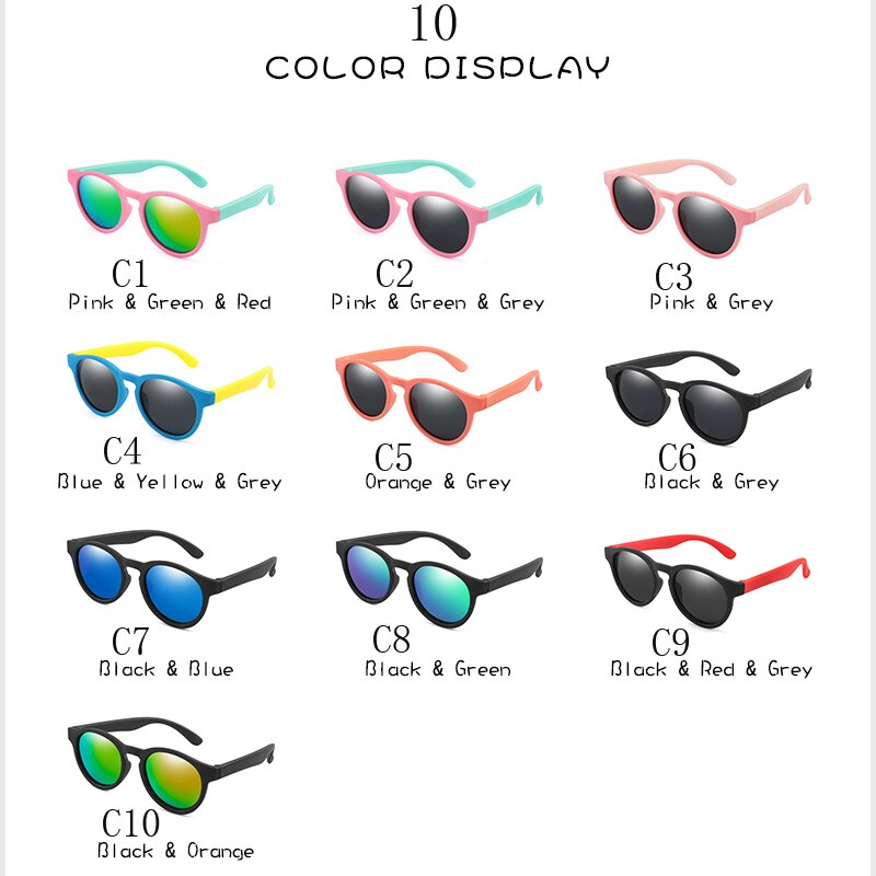Gafas de sol polarizadas de goma niños TR90 niños niñas espejo Polaroid gafas de sol gafas de seguridad de silicona para niños bebé UV400