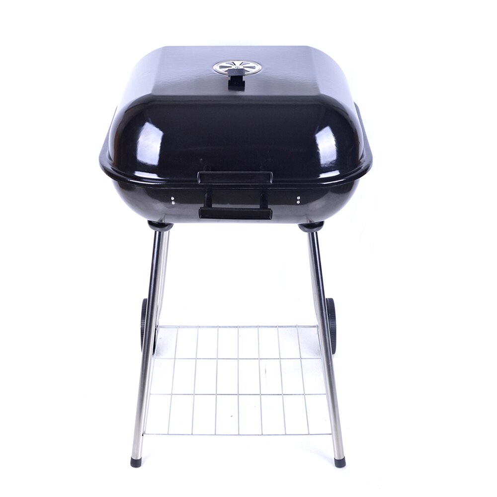 Four Legs With Pulley BBQ Grill Barbecue Charbon De Bois With Lid for Family Party Black 21 Inch Charcoal Grill Smoker: Default Title
