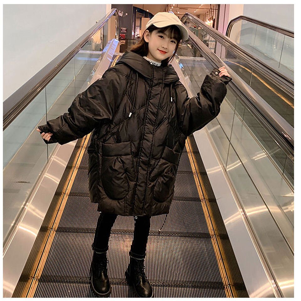 2022 Winter Meisjes Hooded Fahion Dikker Warme Parka Baby Meisje Jassen Kinderen Bovenkleding Kleding Kids Parka Jas Leeftijd 6-14Years