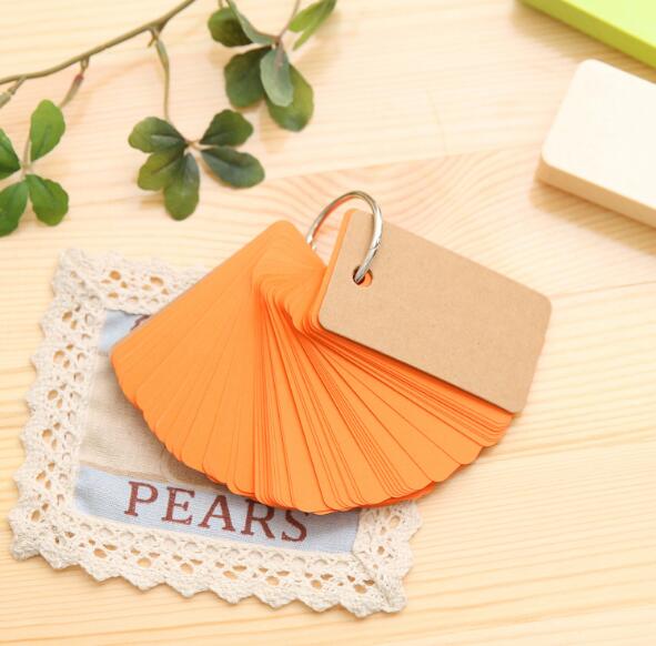 Candy Color 1PC 90 Sheets Pocket Loose Leaf Blank Vocabulary Notebook Mini Memo Note Card Office School Stationery: Orange paper