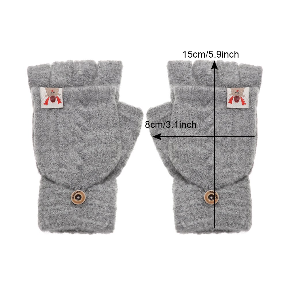 Winter Warm Knitted Gloves Women Men Fingerless Exposed Finger Half Capped 2 in 1Thick Gloves Soft Elastic Gloves