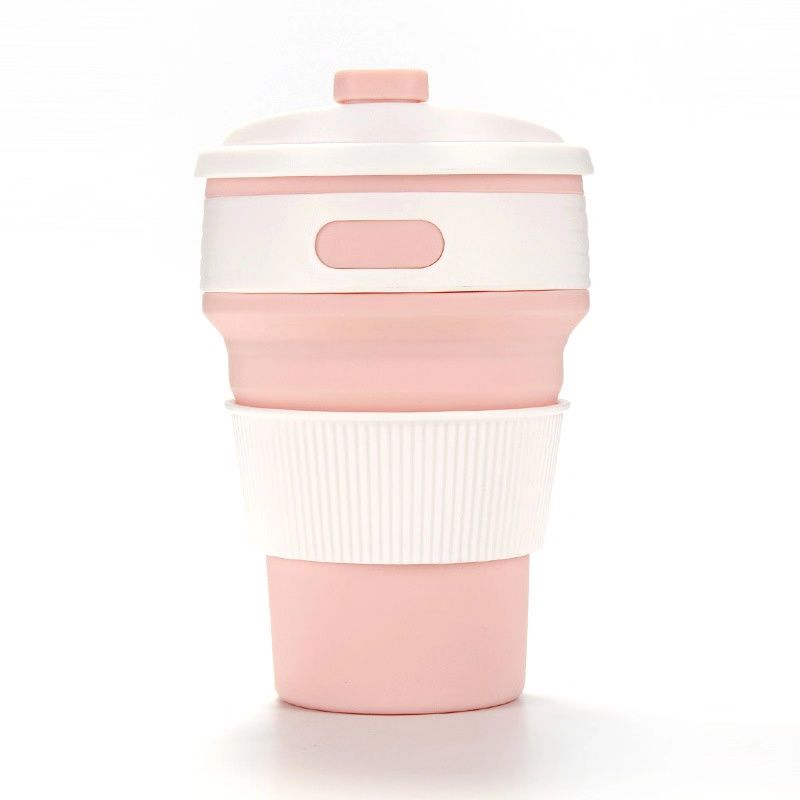 Travel Coffee Cup Fold Stretch Water Cup Portable Public Health Water Cup Outdoor Drinking Water Functional Cup Kitchen E11565: Pink
