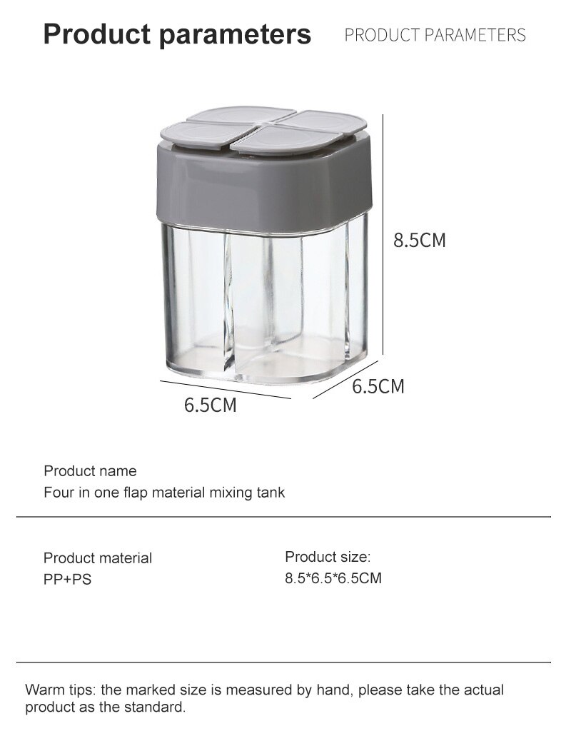Kitchen Seasoning Bottle Plastic Four-in-one Flip-top Salt Shaker Combination Set Sealed Moisture-proof Spices Seasoning Can Jar