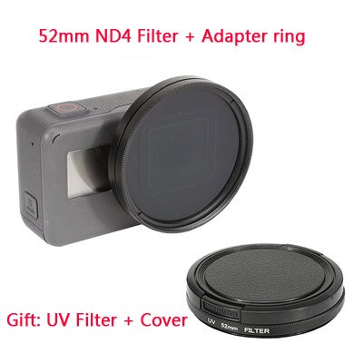 Juego de filtros para GoPro Hero 7, 6, 5, accesorios, lente estrella 52mm ND 4/8/16/ CPL/UV/MC/filtro de color rojo con anillo adaptador de tapa de lente: ND4 Filter