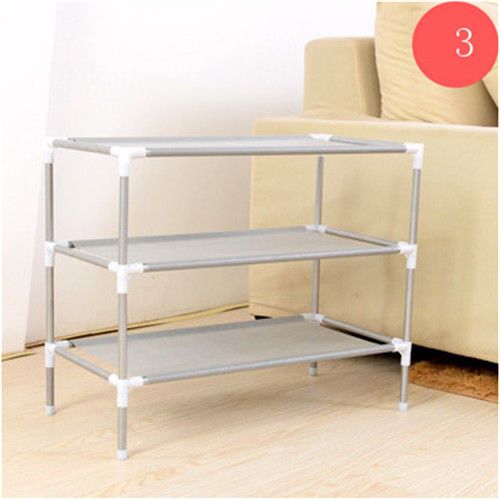 Shoe Rack Stainless Steel + Non-Woven Fabric Standing Shoe Rack DIY Shoes Storage Shelf Shoe Cabinet Home Organizer Accessories: 3 Tiers