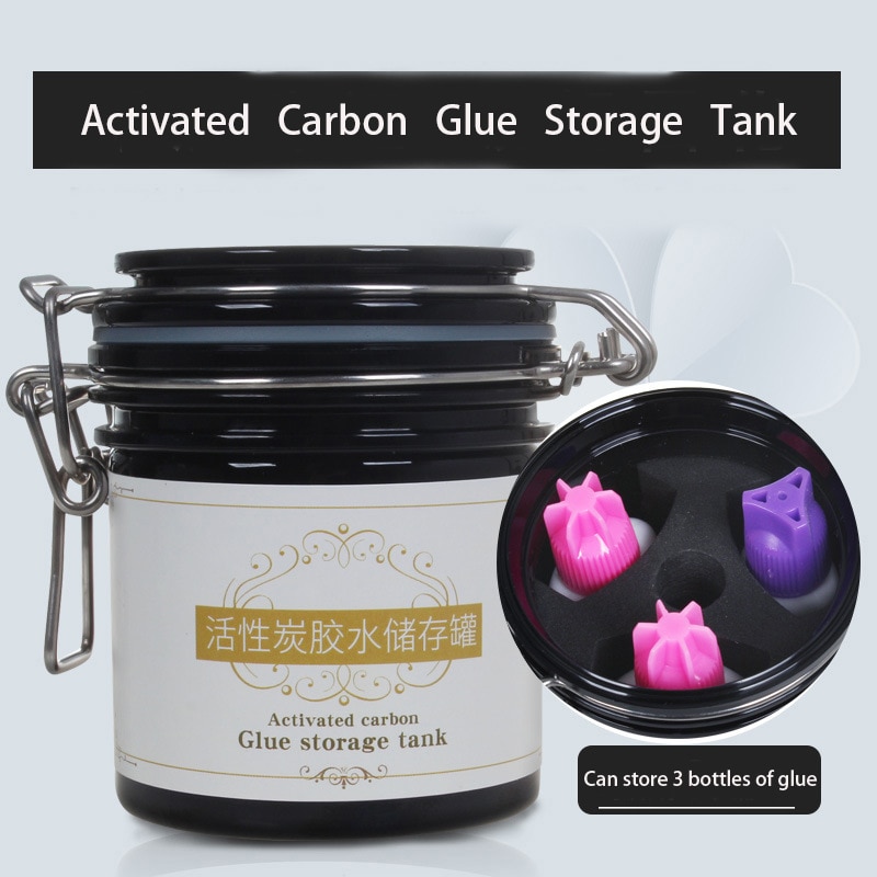 Durable Eyelash Glue Storage Tank Container Adhesive Stand Activated Carbon Sealed Storage Jar For Eyelashes Extension