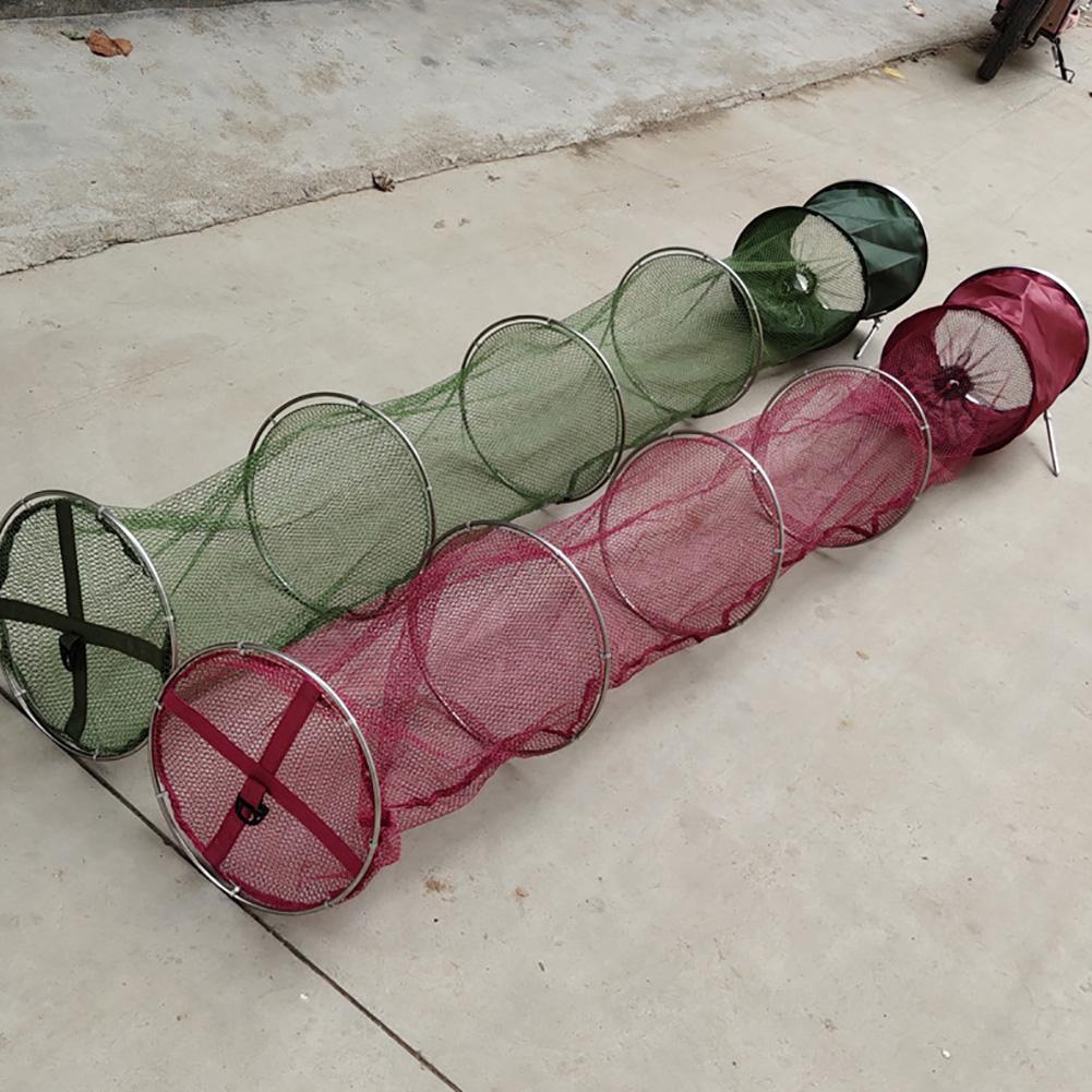 2m/2.5m Folding Telescoping Quick-drying Nylon Mesh Fishing Basket Dip Nets Fyke Net Shrimp Cage Outdoor Fishing Tackle Gear