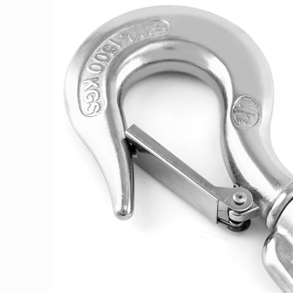 Crane Swivel Hook 3300lb 304 Stainless Steel Swivel Lifting Clevis Chain Hook with Safety Latch