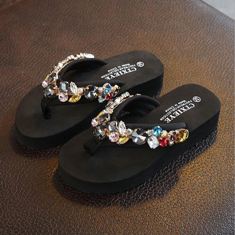 Barn kristallskor tjejer strand sommar barntofflor terlik tjejer sandaler baby badrum halkfria hem flip flops  b261