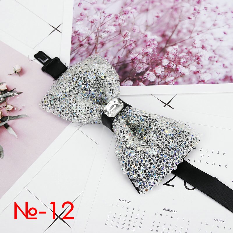 Diamant Zwart Rood Strikje Mannen Voor Strass Kraag Mannen Bowtie Kristal Chaton Super Cool Luxe Wedding Party Strikjes vlinder: 12