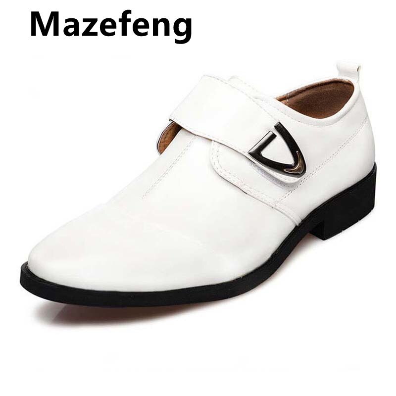 Męskie buty wizytowe klasyczne skórzane klamry formalne ślubne robić biura brązowe czarne buty z paskiem mnisim