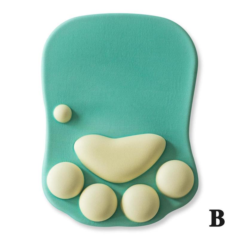 Kat Poot Muismat Met Polssteun Cartoon Leuke Katten Polssteun Muis Kussen Rest Comfort Mode Aaien Poot Siliconen zachte N8J5: green