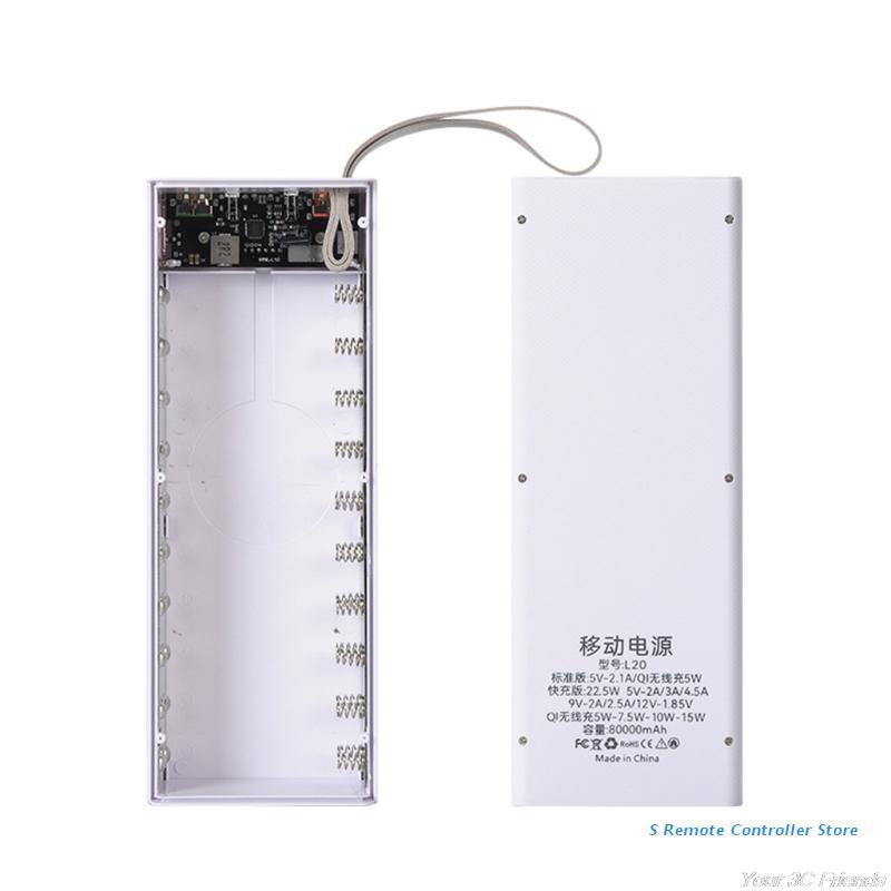 Portable External Box Detachable 22.5W QC3.0 PD LCD DIY 20x18650 Battery Case Power Bank Shell Powerbank O19 21: -W-A