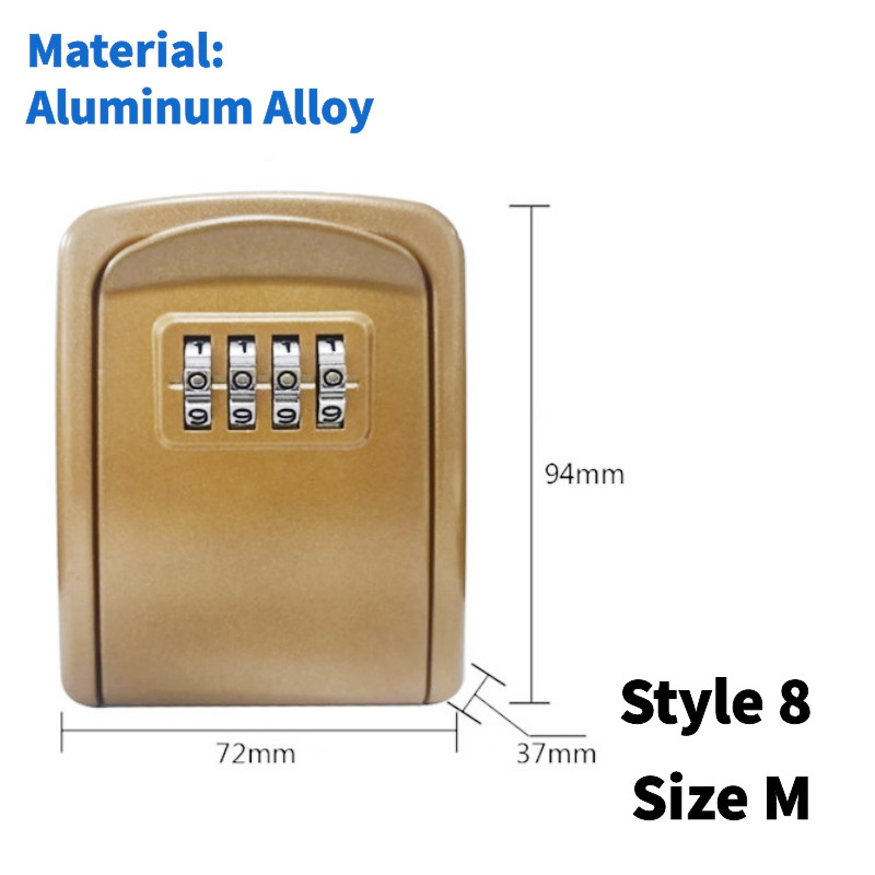 Wall Mounted Metal Alloy Key Lock Box Key Safe Box Weatherproof 4 Digit Combination Key Storage Security Lock Box Indoor Outdoor: WHITE