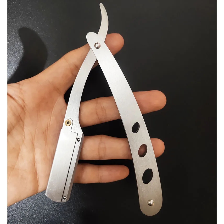 Barbershop Men's Shaver Straight Edge Barber Razor Knives Manual Beard Shaving And Care Replaceable Blades Shavette For Men: grey