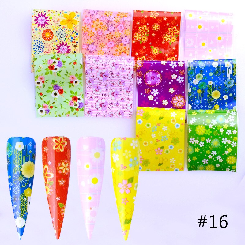 10pcs Nail Foil Polish Stickers Mix Flower Leopard Transfer Foil Nails Decal Sliders For Nail Art Decoration Xmas Designs: 16