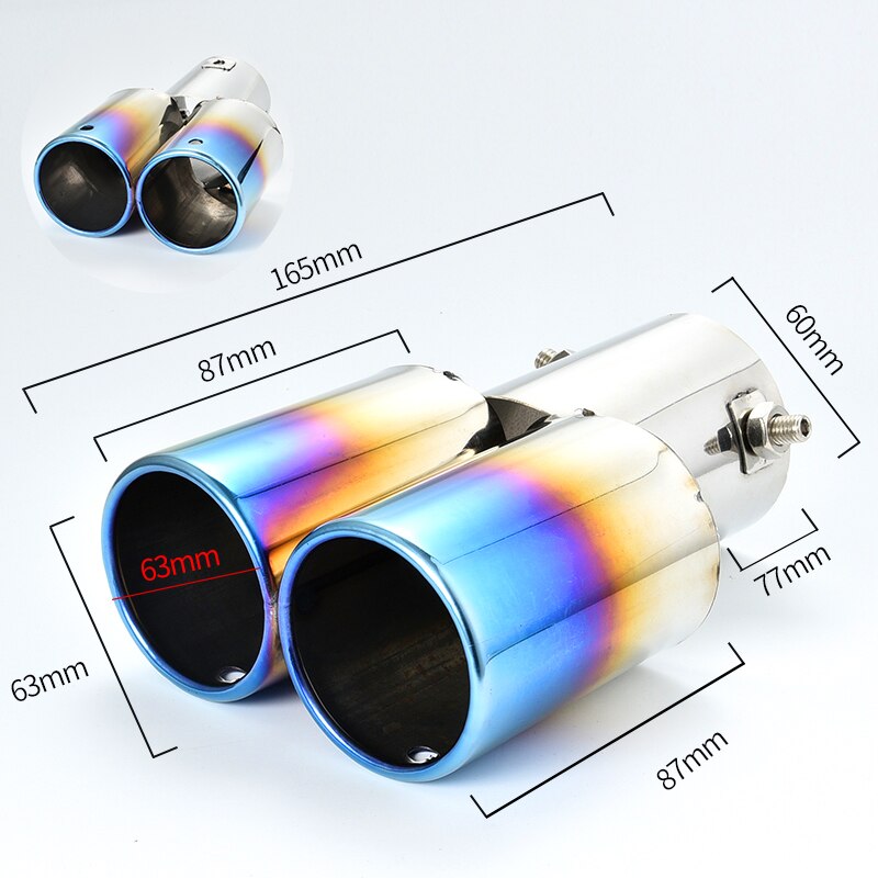 Uitlaatpijp demper uitlaatpijp uitlaat mondstuk uiteinde universeel roestvrij staal cirkelvormig schuin uiteinde één verandering twee dubbel uit