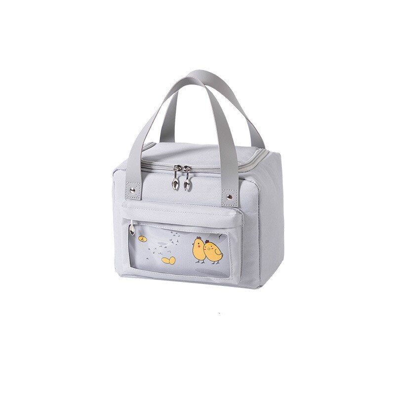 Comida Japonesa de bolsa de tela Oxford bolsa de aislamiento almuerzo bolsa con arroz pícnic al aire libre bolsa de hielo bolso bolsas de Almuerzo: Gris