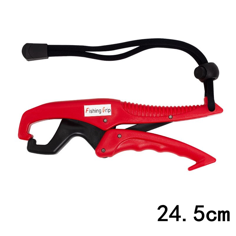 Fish Grabber Plier Controller Fish Grip ABS Grip Tackle Holder Fish Clamp with Adjustable Rope Fishing Tackle Accessories: Red 24.5cm