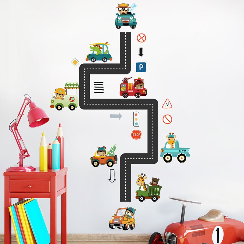 Engineering Vehicles Cartoon Wall Stickers for Kids Room Decoration Home Decor Art Murals Removable DIY Decals for Kindergarten