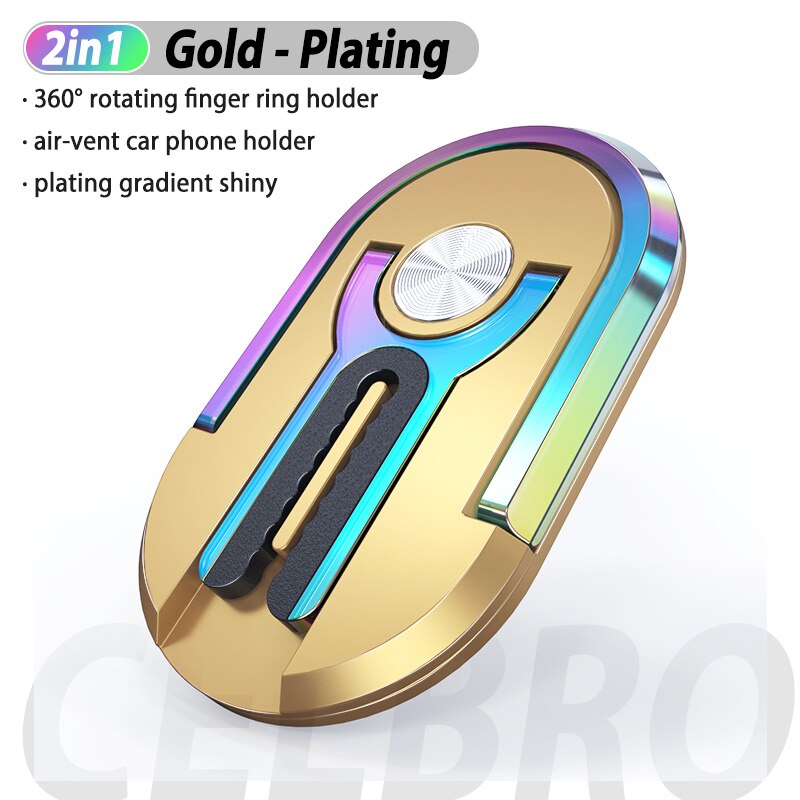 Mehrzweck Handy Halter 360 Grad Rotation Auto Air Vent Halterung Ständer Magnetische Finger Ring Telefon Halter Halterung Unterstützung: Gold-Plating