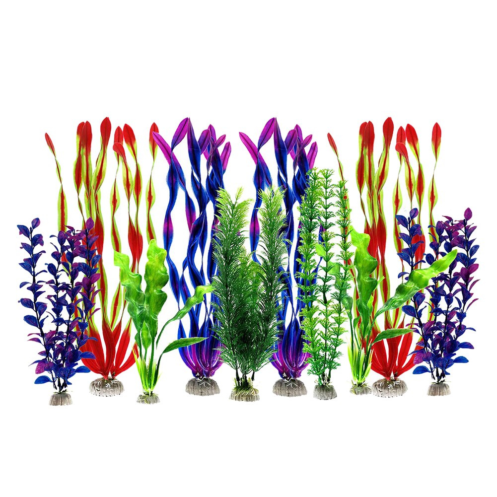 10 unidades de plástico color a juego Hombre-hecho grande acuario de plástico pecera planta de decoración del paisaje acogedor: Default Title