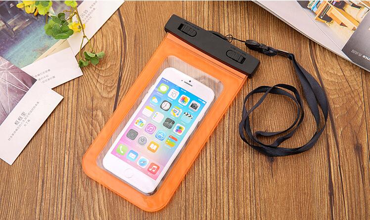 Waterproof Cell Phone Bag Outdoor Swimming Drifting Portable Universal Touchscreen Mobile Phone Bag Swimming Pool Accessories: Orange