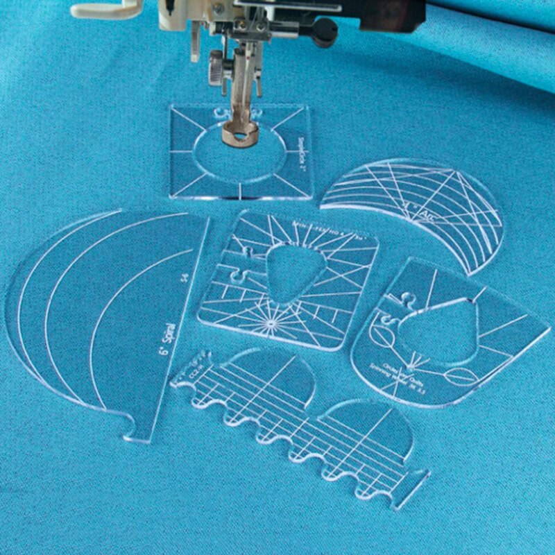 6 Pcs Patchwork Liniaal Set Volledig Transparant Met Gedrukt Meting Diy Patchwork Tekening Heerser NIN668