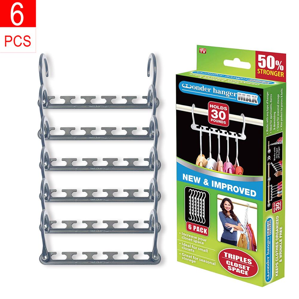 6Pcs Multi-functional Magic Space Saving Hangers for Clothes Cabinet Kledinghanger Closet Organizer Hanger Kleerhanger VISMOORE: Default Title