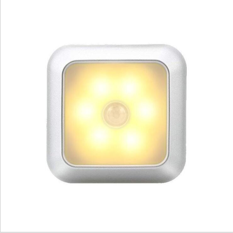 6 Led Smart Motion Sensor Led Verlichting Voor Kamer Nachtlampje Batterij Aangedreven Gangpad Verlichting Hal Pathway Wc Trappen lamp: Warm White