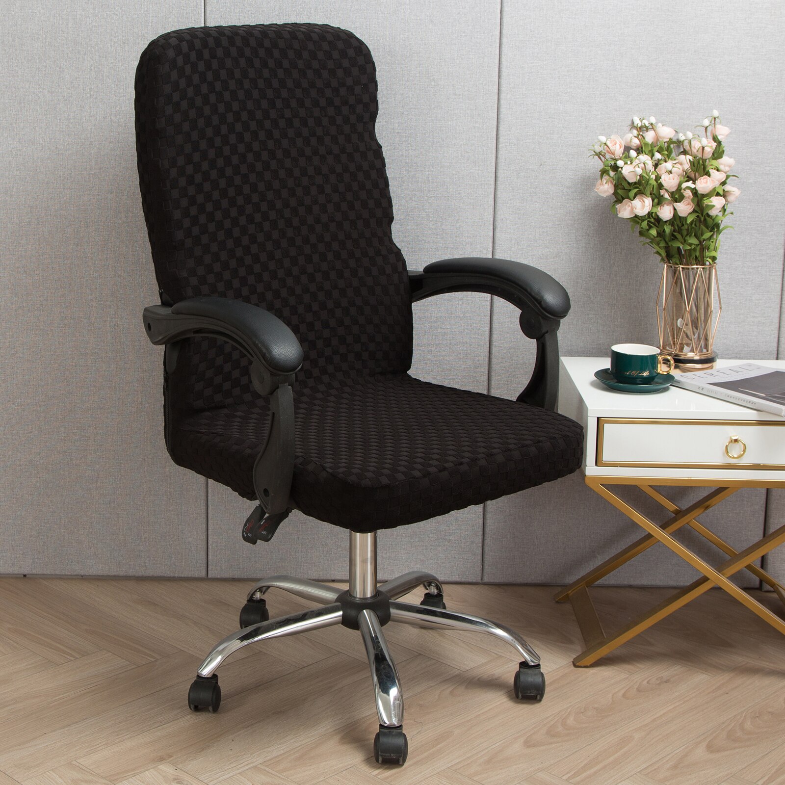 Modern Spandex Computer Chair Cover 100% Polyester Elastic Fabric Office Chair Cover Easy Washable Removeable