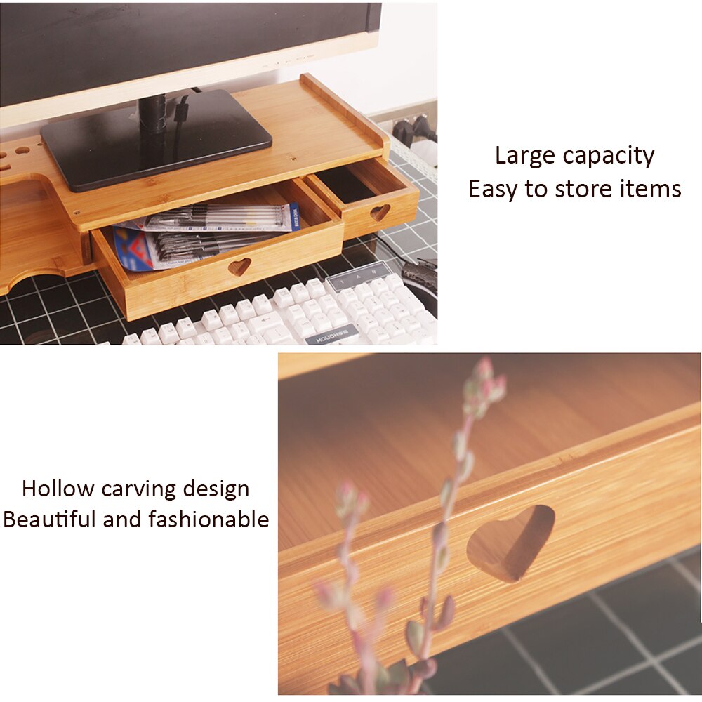 Computer Stand Monitor Increased Shelf Screen Heightened Base Desktop Keyboard Storage Shelf Elevated
