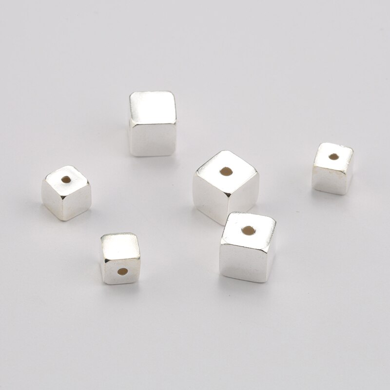 Uma peça 925 prata esterlina grânulos de prata 925 jóias descobertas praça suave contas de jóias para pulseira de prata & colar